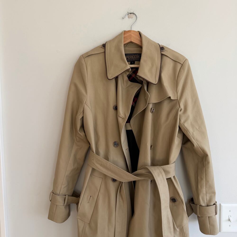 Pendleton Lined Button Front Belted Collared Tren… - image 6